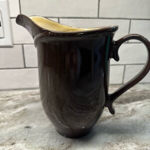 Broyhill attic heirlooms brown and tan 7” pitcher with handle